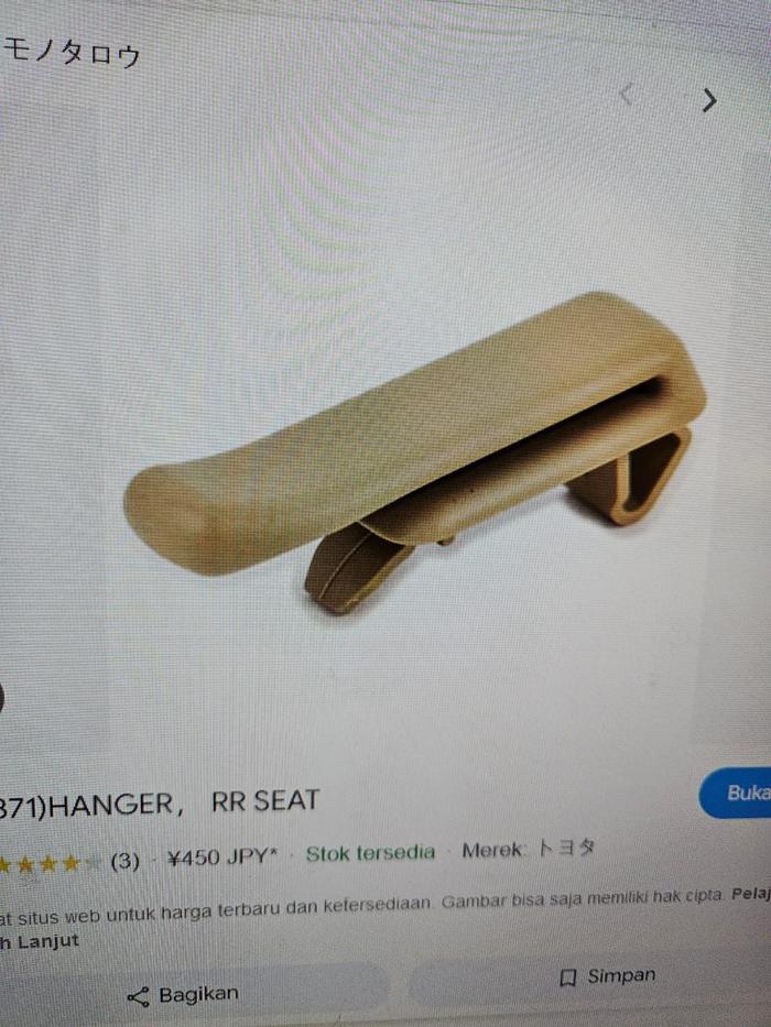Penjepit Hanger Seatbelt Belakang Alphard Vellfire 2008 2009 2010 2011 2012 2013 2014 2015 Warna Cream Ori Original ori asli