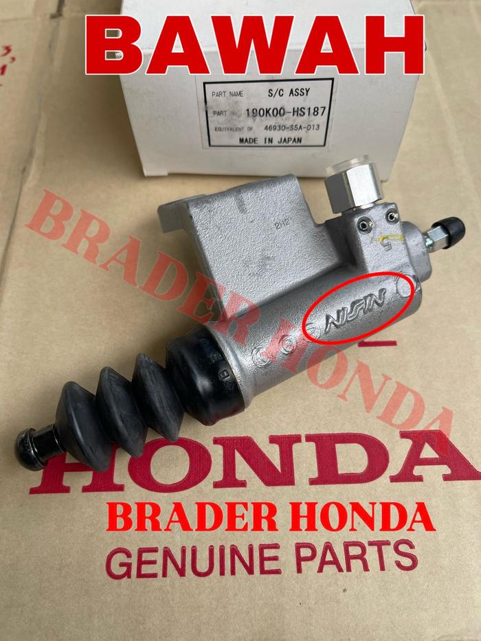 Master Kopling Bawah Cylinder Clutch Stream 1700 1,7 Cc Civic Es Century Vti S 2001 2002 2003 2004 2005 2006 Honda 46930-S5A-013 Nisin Japan Lower Injakan Copling Slave Original asli Ori